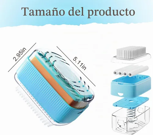 Vista 2 de LELEMON Jabonera multifuncional con drenaje, jabonera multifuncional, almacenamiento de limpieza, caja de espuma 3 en 1 para el hogar, baño, cocina