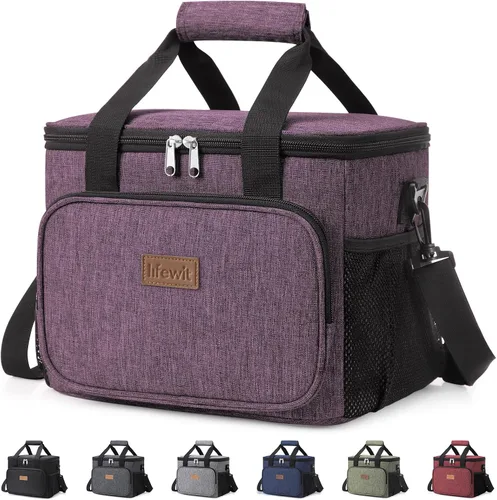 Vista 40 de Lifewit Lonchera mediana aislada, suave y refrigerante, para adultos, hombres y mujeres, color negro, 12 latas (9L)