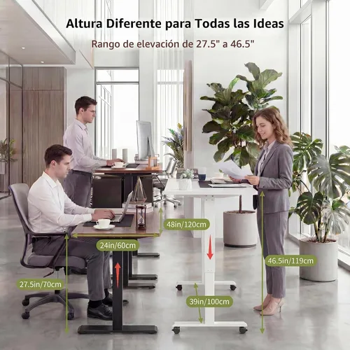 Vista 4 de farexon - Escritorio de pie de 48 x 24 pulgadas, escritorio eléctrico de altura ajustable con estación de carga, escritorio para trabajar de pie