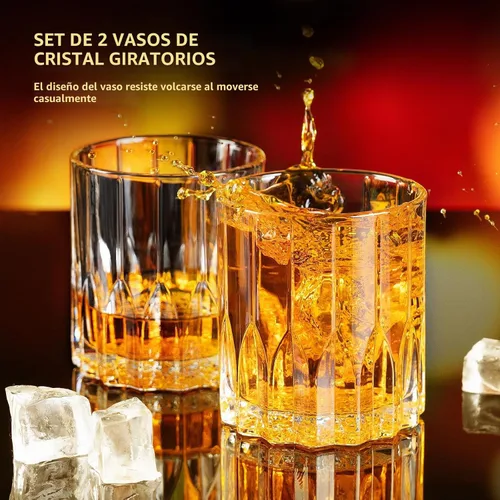 Vista 2 de Juego de 2 vasos de whisky de 11 onzas, vaso de bourbon, vasos de rocas