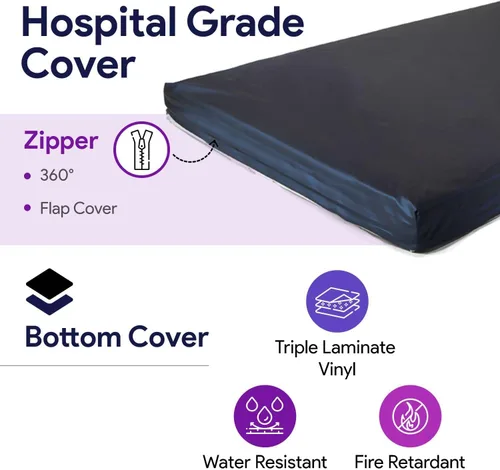 Vista 5 de ProHeal 36" x 80" x 6" x 3" Rails Transpirable Gel Infusión Nylon Cama Colchón - Azul