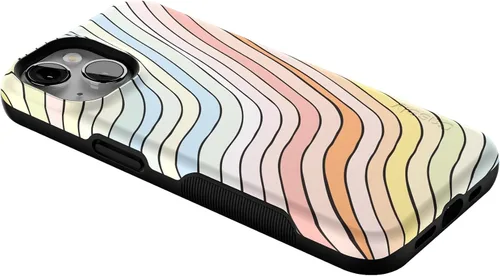 Vista 7 de Casely Funda para iPhone 14 Ride The Wave Líneas de arcoíris pastel Compatible con MagSafe Diseño protector audaz