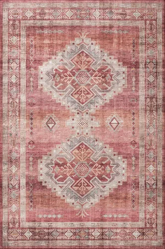 Vista 10 de Loloi Heidi Collection HEI-03 - Alfombra decorativa de mezclilla y rubor de 2 pies 3 pulgadas x 3 pies 9 pulgadas