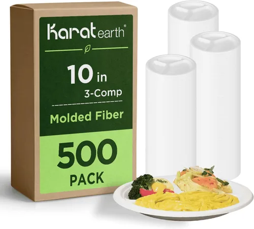 Vista 10 de Karat Earth Platos de papel desechables compostables de 6 pulgadas, paquete de 1000