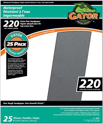Vista 12 de Gator Hojas de lijado impermeables de 9 x 11 pulgadas, grano 320, paquete de 25