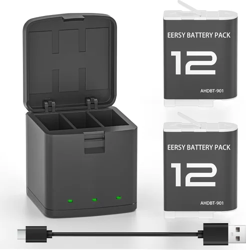Vista 7 de Juego de baterías compatible con gopro Hero 12 11 10 9 (negro)