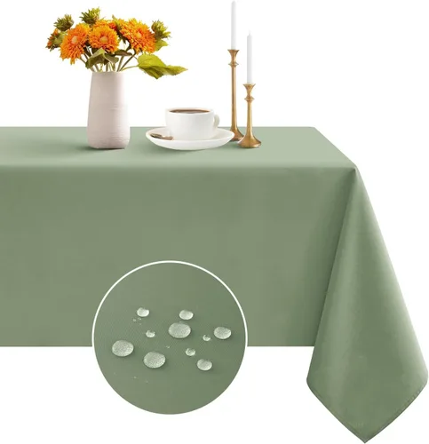 Vista 21 de Romanstile Mantel rectangular – Impermeable y resistente a las arrugas, mantel de poliéster lavable para cocina, comedor, fiesta, boda, uso en Beige