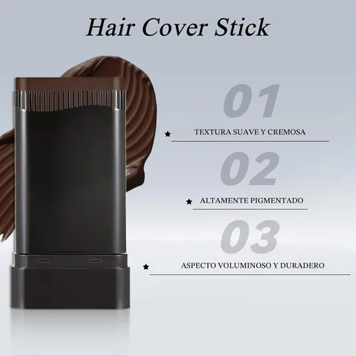 Vista 5 de Barra de retoque de cabello, barra de cubierta de cabello gris instantáneo, peine integrado para mezcla sin costuras, corrector crema, cubierta