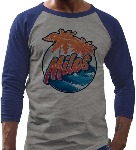 Vista 2 de TeesAndTankYou Tropical Milos Three-Quarter Raglan Sleeve Baseball Shirt Unisex