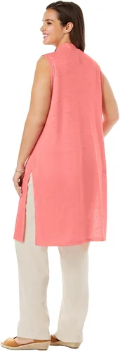 Vista 3 de Woman Within Chaleco de lino ligero para mujer talla grande