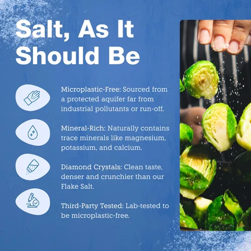 Vista 4 de Vera Salt Fleur de Sel - Sal de primavera - Paquete de 6.35 oz - Cristales cosechados a mano de España - Formados naturalmente con delicado crujido