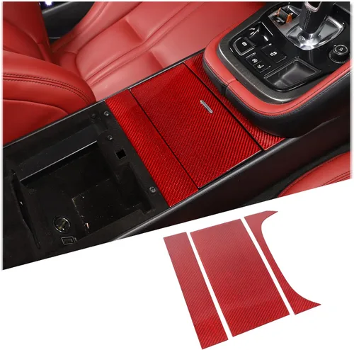 Vista 8 de Daeiclru Caja de almacenamiento de control central de fibra de carbono real, cubierta de panel compatible con Jaguar F-Type 2013-2022, consolas Negro