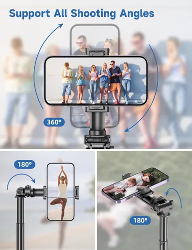 Vista 6 de Trípode de teléfono de 75 pulgadas, palo selfie con control remoto y soporte para teléfono, trípode extensible para iPhone, trípode de aluminio