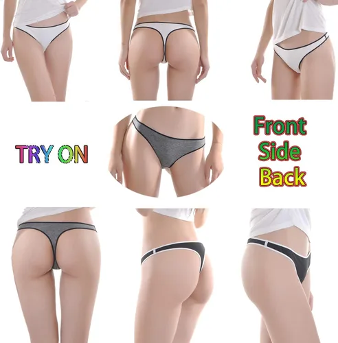 Vista 8 de KUKU PANDA Tangas de algodón para mujer, transpirables, no se ven atrevidas, tangas sexys para entrenamiento diario, paquete de 3