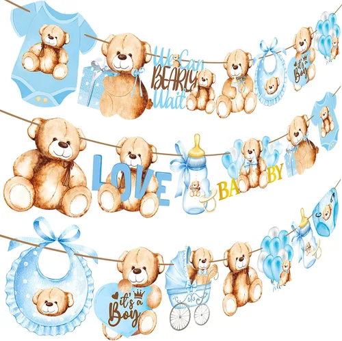 Vista 2 de Decoraciones de oso de peluche para baby shower, We Can Bearly Wait, decoraciones de fiesta de cumpleaños, guirnaldas y suministros temáticos de oso