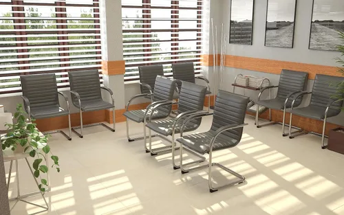 Vista 2 de Boss Office Products Boss Caressoftplus - Silla auxiliar de vinilo con marco cromado, (juego de 2), color gris