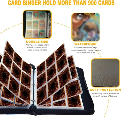 Vista 5 de Carpeta de cartas YGO, se adapta a 900 cartas, soporte para álbum de coleccionista de cartas, con 50 fundas extraíbles, juguetes, regalos para niños