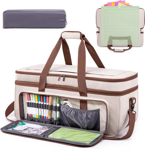 Vista 13 de IMAGINING Estuche de transporte para Cricut Maker 3, Maker 4, Bolsa de máquina de doble capa con cubierta para Cricut Explore 4, Explore 3, Explore