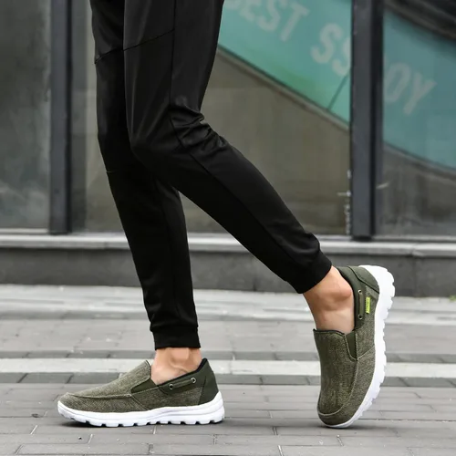 Vista 6 de Zapatos sin cordones para hombre, zapatos de lona para fascitis plantar con soporte para el arco, zapatos ortopédicos cómodos de invierno para mayor