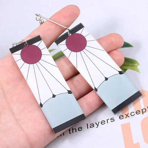 Vista 5 de Tanjiro - Aretes colgantes de anime Tanjirou, accesorios de Halloween, Acrílico