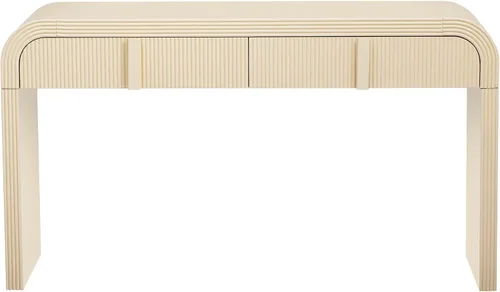 Vista 3 de Knocbel Mesa consola con 2 cajones ranurados, mesas de sofá modernas con curvas redondeadas únicas y superficie lisa para sala de estar, entrada, 55