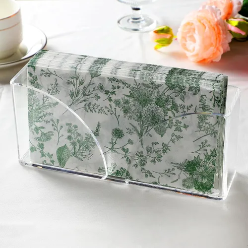 Vista 3 de Servilletero acrílico para toalla de invitados para mesa, soporte para toallas de invitados, soporte vertical transparente impermeable para mesa