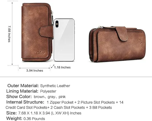 Vista 6 de CLUCI Mochila monedero para mujer, diseño de cuero, viajes, grandes señoras bolsas de hombro con borlas con imagen del producto cartera para mujeres