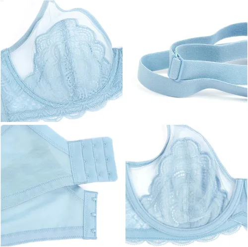 Vista 5 de HSIA Sujetador sin forro para mujer, sin forro, sin relleno, cobertura completa, malla de encaje, sexy, transparente, talla extragrande