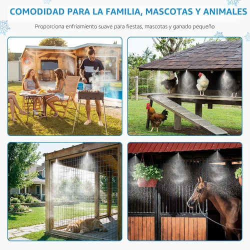 Vista 7 de HOMENOTE Sistema de Refrigeración por Nebulización, 26 PIES (8M) Línea de Nebulización + 7 Boquillas de Niebla de Latón + Adaptador de Latón (3/4")
