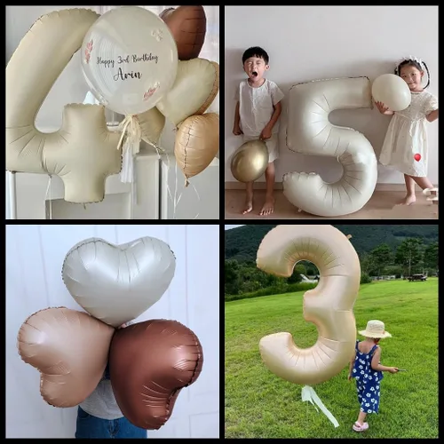 Vista 6 de Globos grandes de cumpleaños de 40 pulgadas, color blanco crema, número 1 dígito 1, globos de números de aluminio de Mylar con globos de estrella