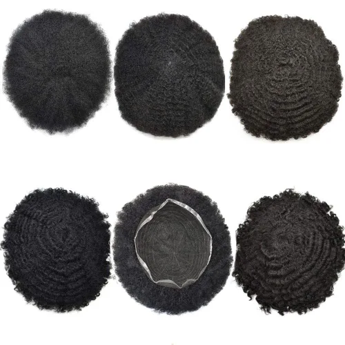 Vista 23 de Afro Toupee para hombres negros, unidad de cabello humano brasileño de encaje francés para hombres afroamericanos africanos y negros, sistema