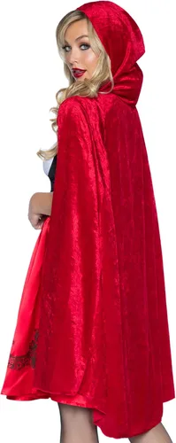 Vista 2 de Leg Avenue Disfraz rojo de longitud hasta la rodilla con capucha para mujer