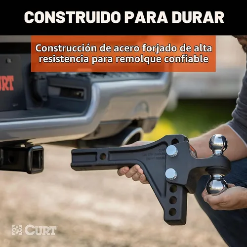 Vista 6 de CURT 45935 Soporte de bola de enganche de remolque ajustable con doble bola, vástago de 2 pulgadas, hasta 15,000 libras