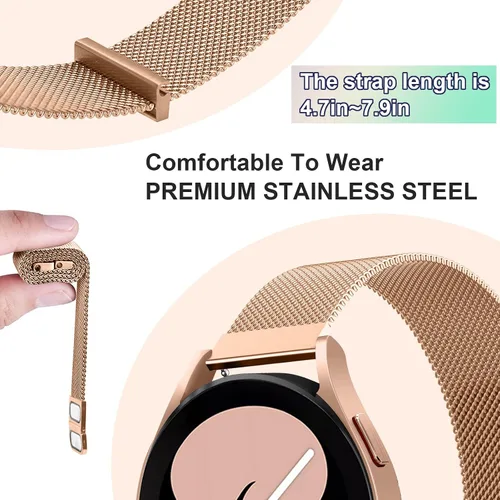 Vista 4 de Correa milanesa compatible con Samsung Galaxy Watch 4/5/6/7Band, 0.78 pulgadas, cómoda correa súper transpirable, aplicable para Samsung Galaxy