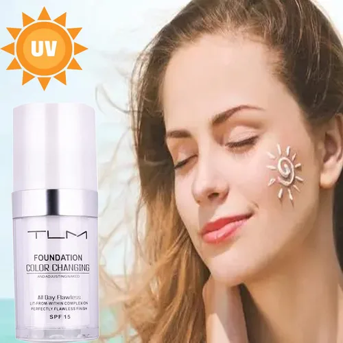 Vista 5 de Base de maquillaje que cambia de color TLM, 2 unidades, 1.0 fl oz, cobertura completa, base líquida impecable, cubierta líquida para la cara