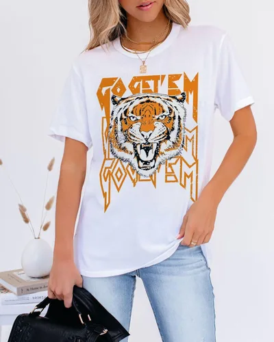 Vista 4 de Camisetas gráficas para mujer, de manga corta y cuello redondo, para el verano