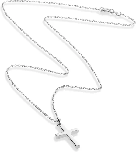 Vista 2 de Miabella Italian 925 Sterling Silver or 18Kt Yellow Gold Over Silver Cross Necklace for Women, Small Cross Pendant on 18 Inch Chain Made in Italy