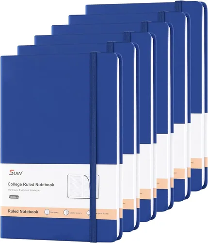 Vista 16 de SUIN Cuadernos de diario de tapa dura, cuadernos de diario rayados A5 para escribir de 200 páginas, 8.2 x 5.5 pulgadas, cuadernos clásicos rayados
