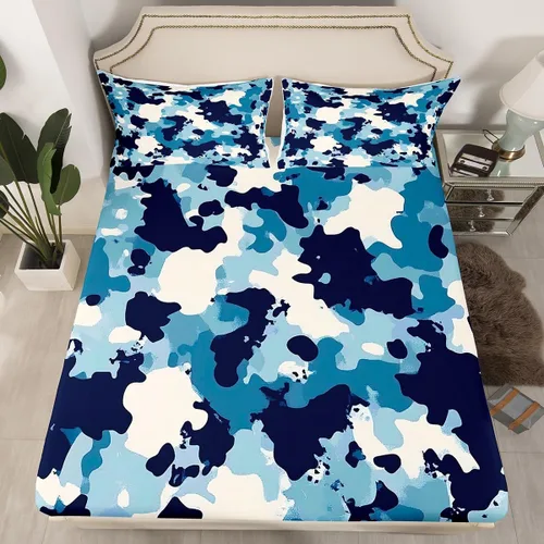 Vista 28 de Erosebridal Juego de ropa de cama de camuflaje para niños, sábanas de camuflaje militar, tamaño individual para adolescentes, jóvenes, adultos