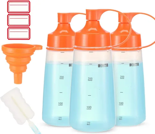 Vista 14 de Botellas de plástico para condimentos para salsas de boca ancha, dispensador de botellas para aderezo de ensalada, aceite de cocina, salsa