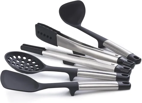 Vista 9 de Joseph Joseph Elevate Fusion - Utensilios de cocina de silicona de 3 piezas, soporte compacto, sin BPA, resistente al calor, juego de utensilios