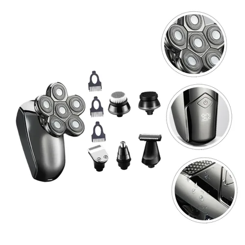 Vista 9 de Beaupretty Afeitadora eléctrica recargable para hombre, 6 cabezales para recortadora de pelo, afeitadora de barba