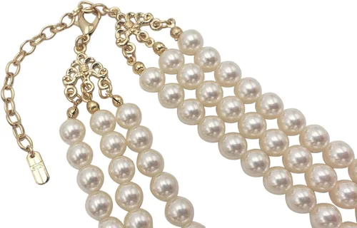 Vista 3 de Rosemarie Collections Juego de collar y aretes clásicos de perlas de imitación de 0.315in para mujer, de 16 a 19 pulgadas con extensor de 3 pulgadas