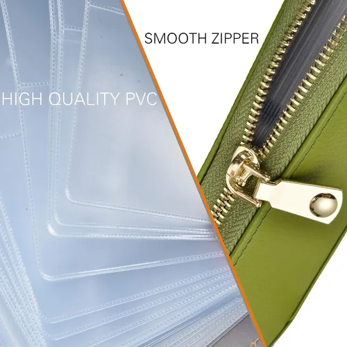 Vista 7 de Easyoulife - Monedero de cuero con cremallera, billetera portatarjetas para mujer, bloqueo RFID