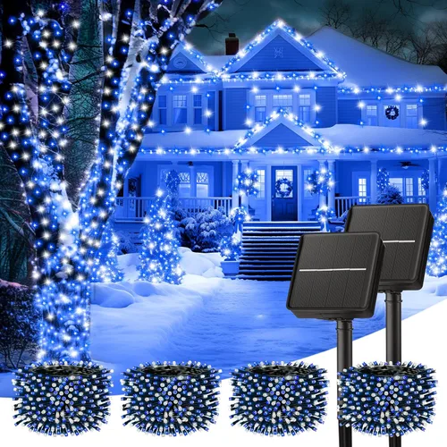 Vista 23 de Minetom Luces de Cadena Solares para Exteriores, 40 pies, 100 Luces LED de Cadena Alimentadas por Energía Solar con 8 Modos de Iluminación, Luces