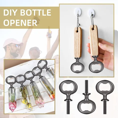 Vista 6 de Kit de abridor de botellas de metal, 10 piezas de insertos de acero inoxidable, accesorios para abridor de cerveza DIY, insertos negros planos