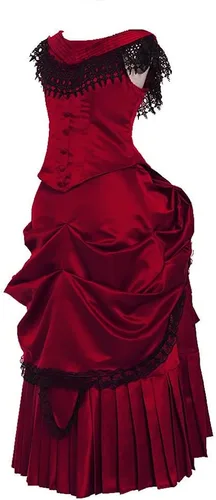 Vista 5 de Disfraz victoriano para mujer, estilo vintage, victoriano, eduardiano, vestido con falda