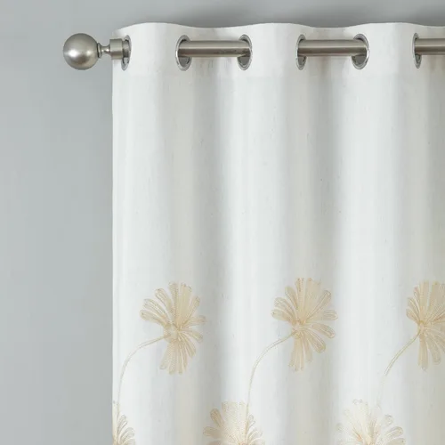 Vista 30 de VOGOL - Cortinas con ojales bordadas con patrón floral elegante de lino sintético, 2 paneles, 60% opacas con aislamiento térmico, cortinas pesadas