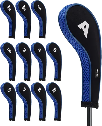 Vista 7 de Andux 12 unids/set Golf Iron Club Head Covers Número impresión cuello largo con cremallera with Zipper Closure Number Print Coloured Piping