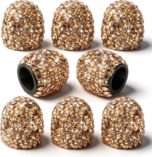 Vista 22 de 4 tapas de válvula de vástago de neumático de diamantes de cristal brillante, a prueba de polvo, tapas universales para válvulas de neumáticos